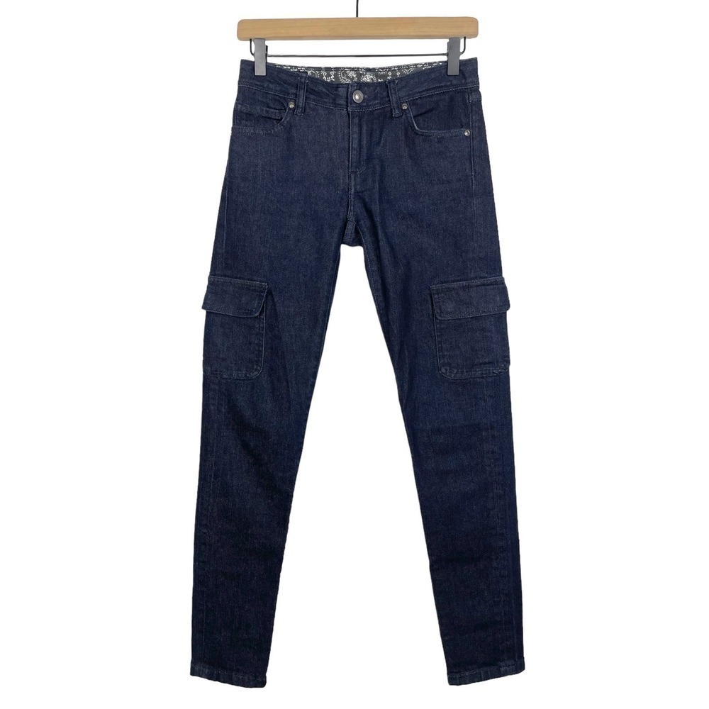 Patagonia Low-Rise Cargo Denim Dark Blue Jeans Size 24 Y2K Workwear Outdoors